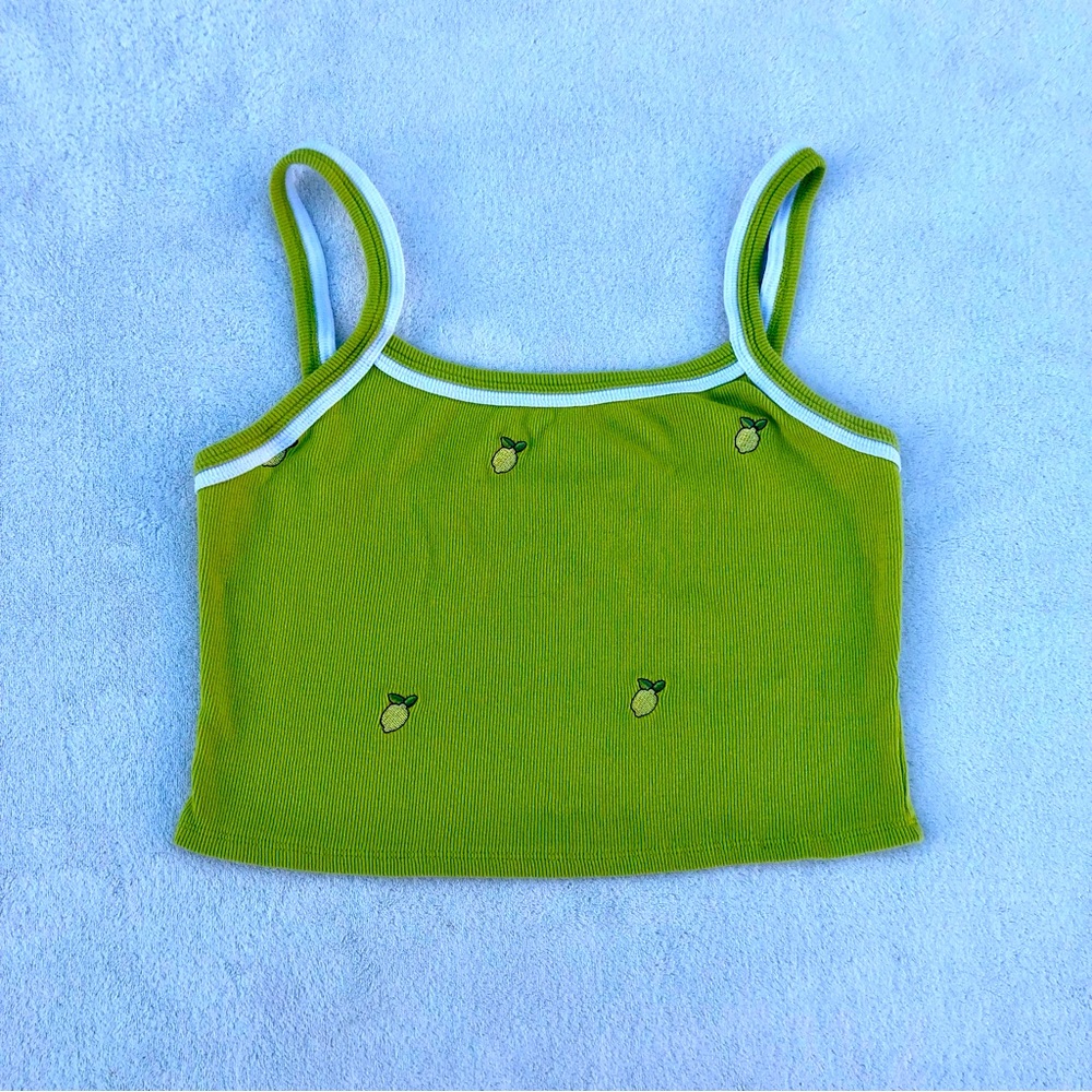 Homegirl Society Shirt Crop Top Lemon Ribbed Lemons Sz. Large Juniors
